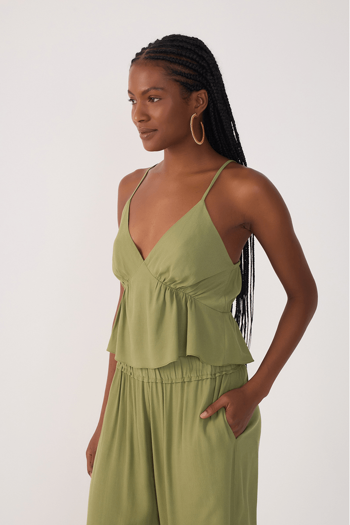 Blusa Crepe Recorte Busto