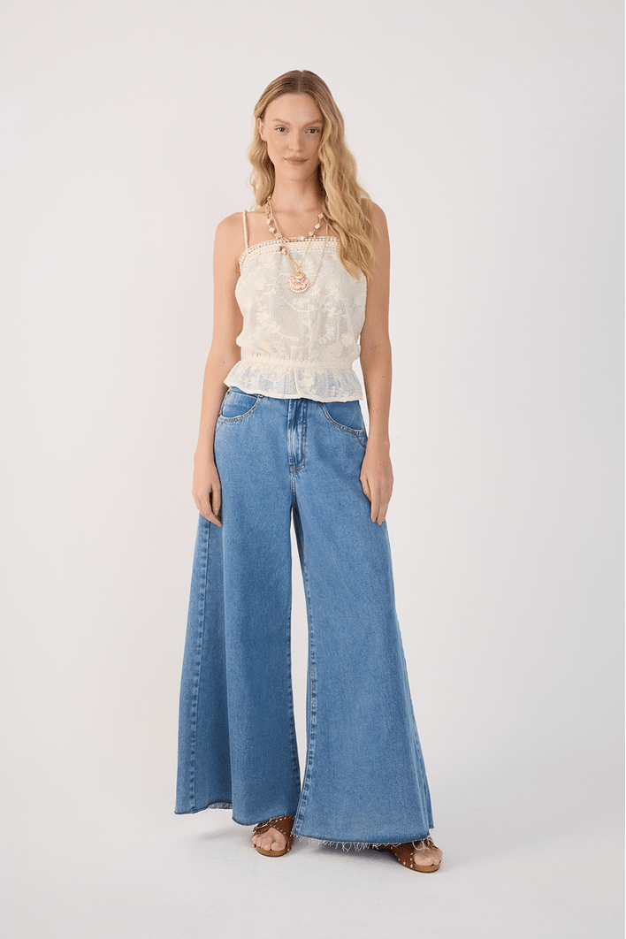 Calça Jeans Pantalona