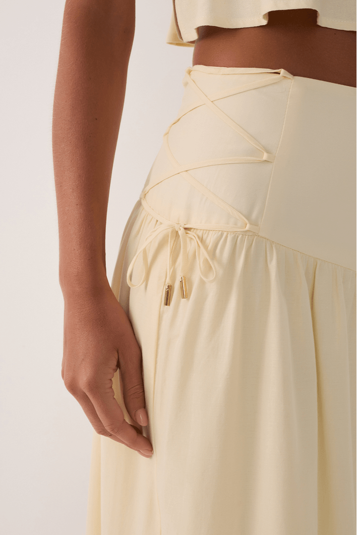 Saia Midi Algodão Bordado Barrado