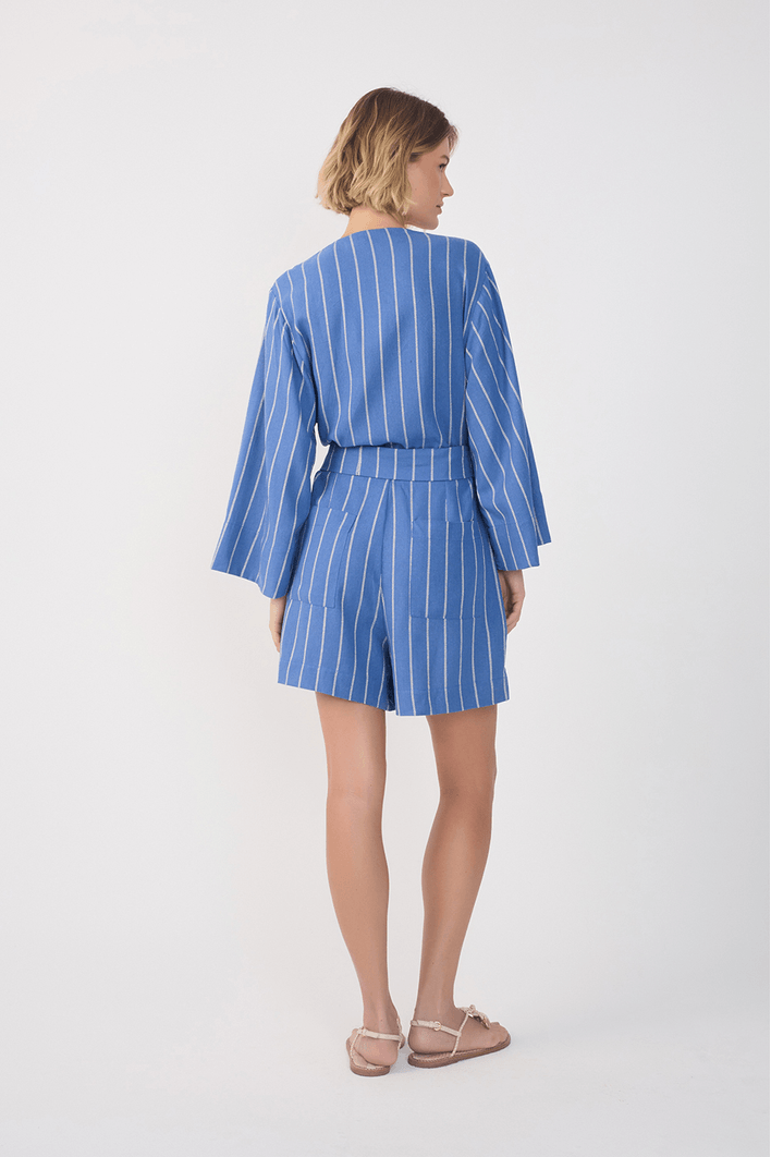 Macaquinho Linho Listrado Kimono