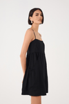 Vestido Curto Linho Bolsos Laterais