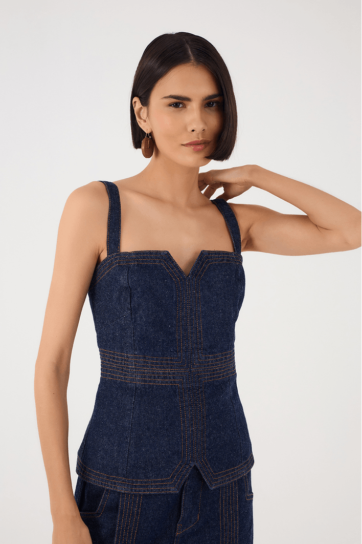 Corselet Jeans Pespontos