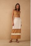 Saia Midi Linho Recortes Color