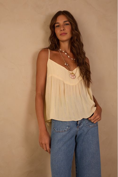 Blusa Lurex Pala Decote