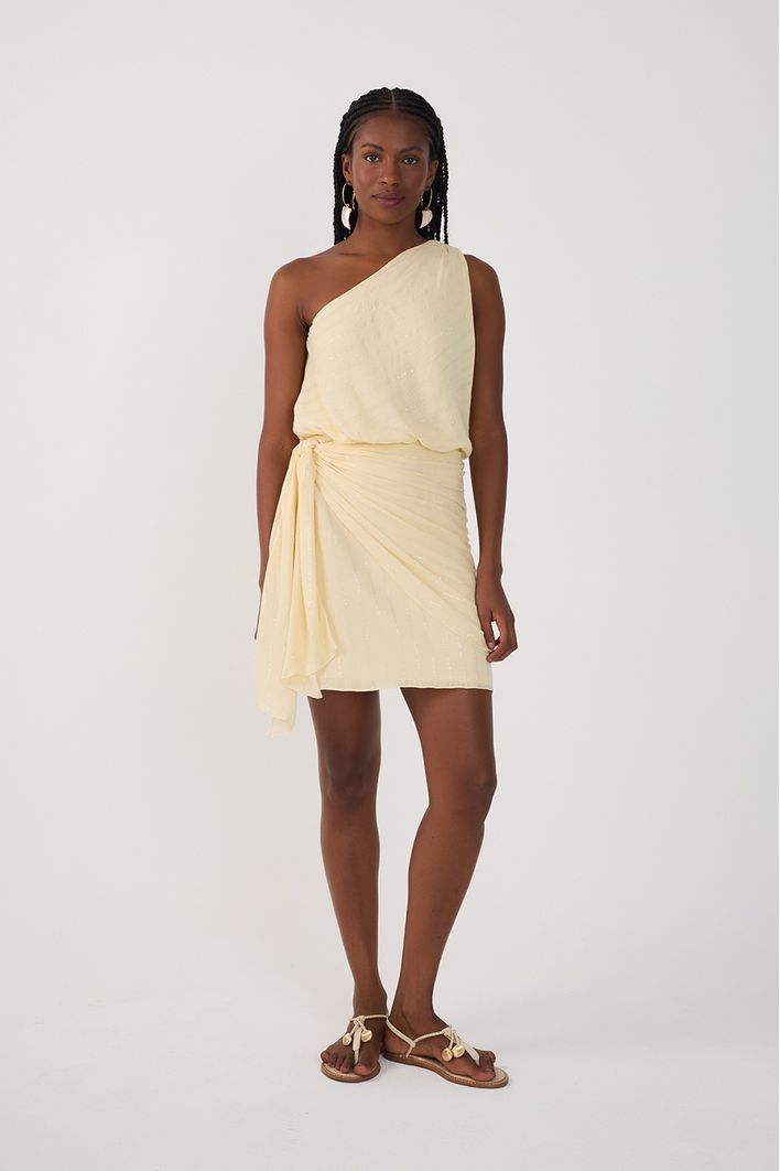 Vestido Curto Lurex Um Ombro Só