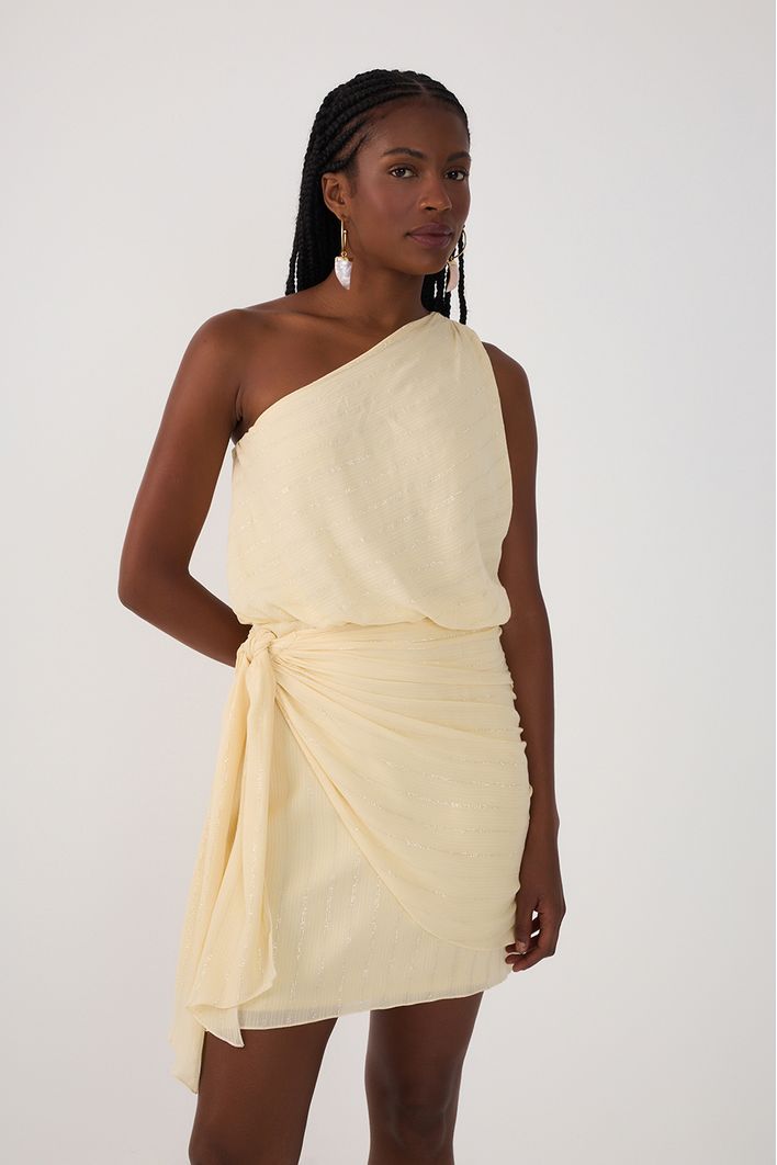 Vestido Curto Lurex Um Ombro Só