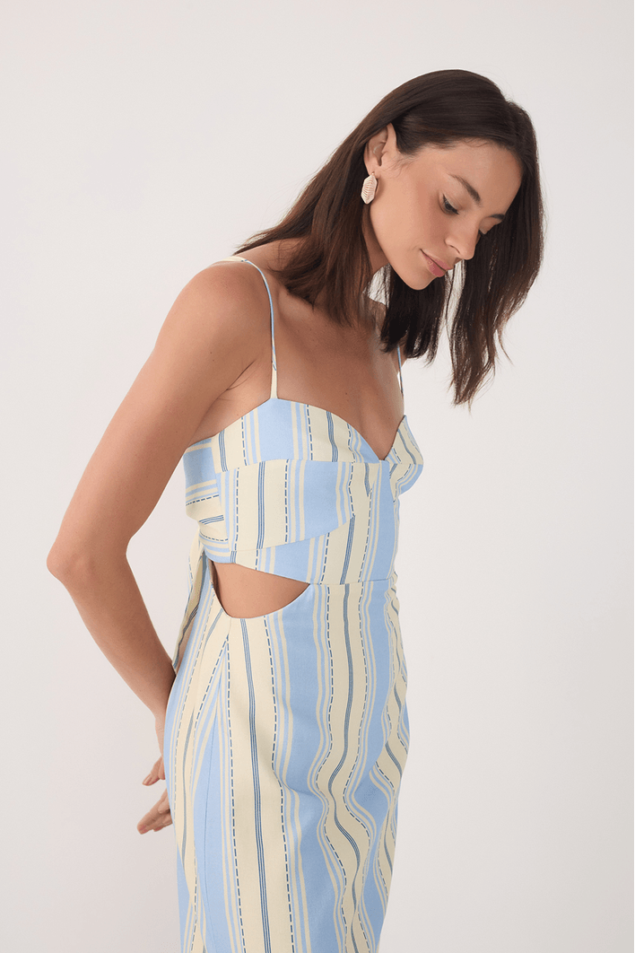 Vestido Cropped Estampa Descanso Azul