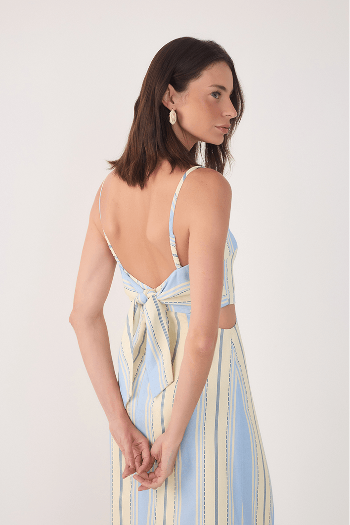 Vestido Cropped Estampa Descanso Azul