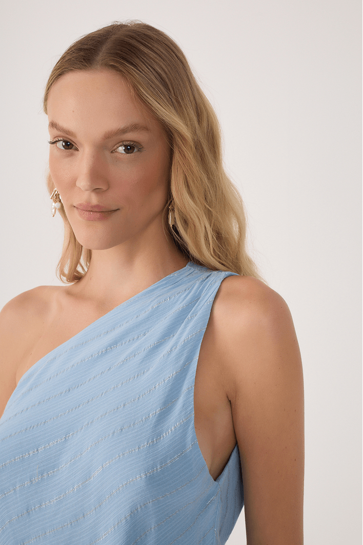 Vestido Curto Lurex Um Ombro Só