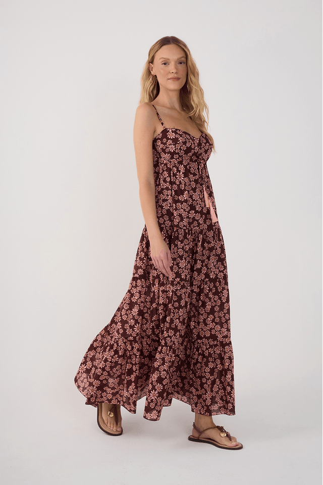 Vestido Cropped Estampa Margaridas Rosa