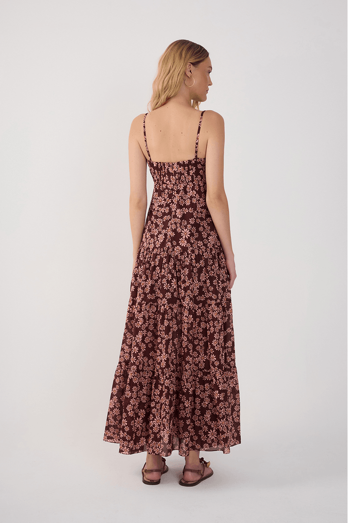 Vestido Cropped Estampa Margaridas Rosa