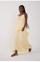 Vestido Longo Lurex Babados