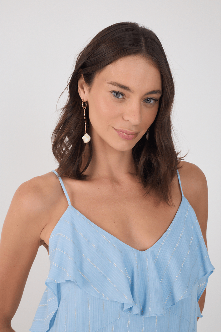 Vestido Longo Lurex Babados