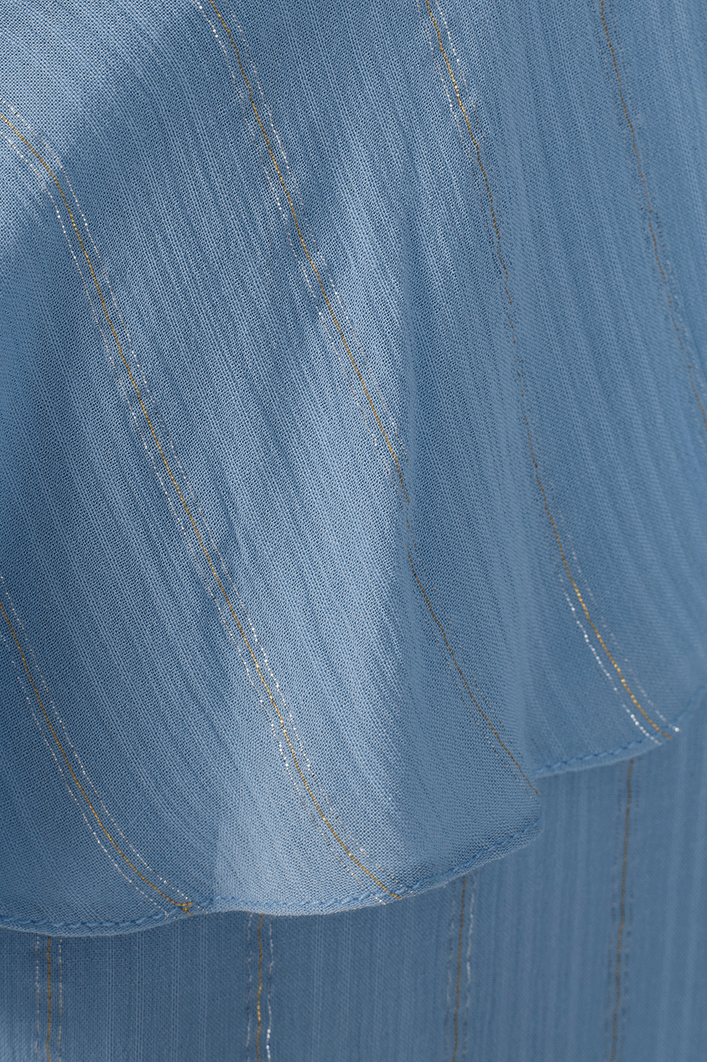 Vestido Longo Lurex Babados