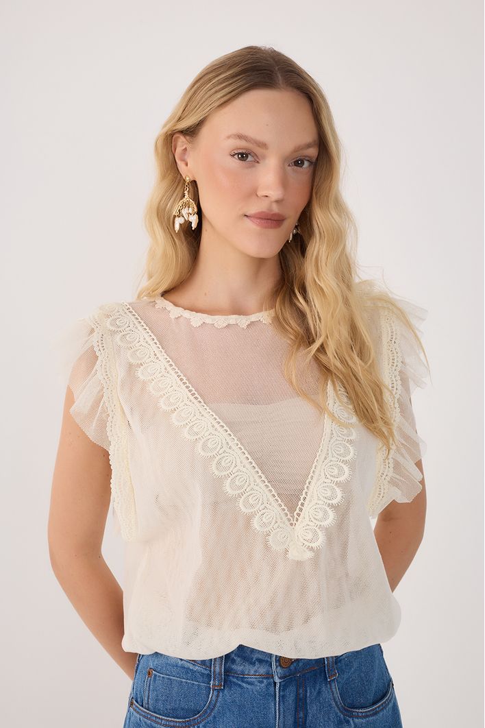 Batinha Tule Com Rendas