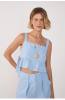 Blusa Linho Amarração Lateral