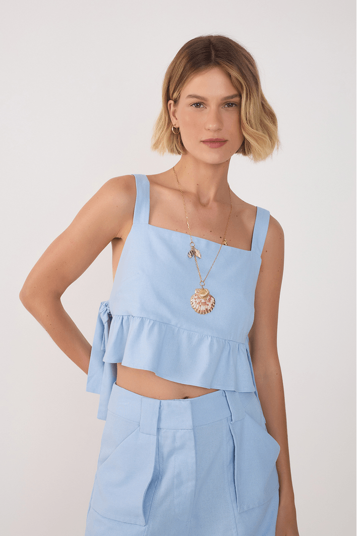Blusa Linho Amarração Lateral
