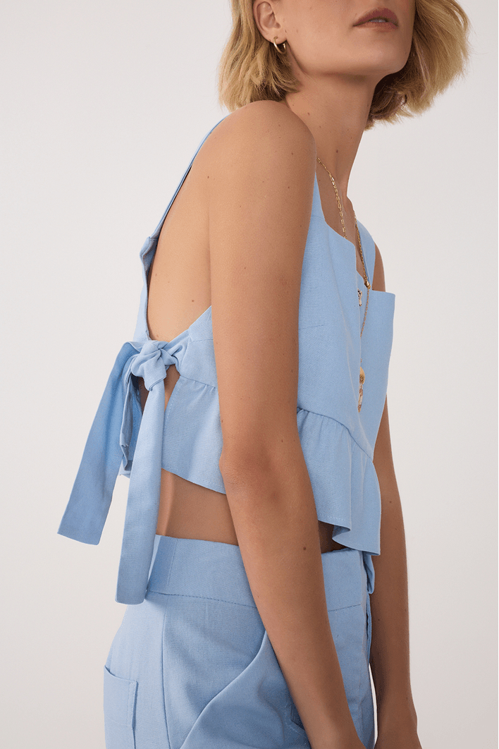 Blusa Linho Amarração Lateral