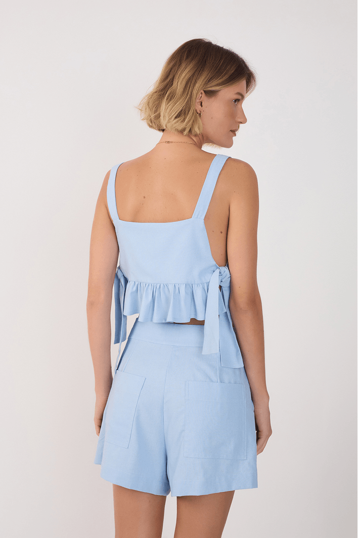 Blusa Linho Amarração Lateral