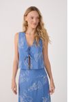 Blusa Linho Bordado Copo de Leite
