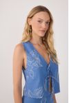 Blusa Linho Bordado Copo de Leite