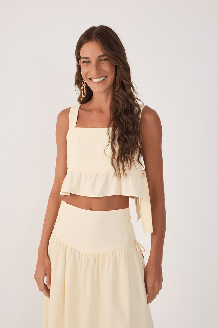 Blusa Linho Amarração Lateral