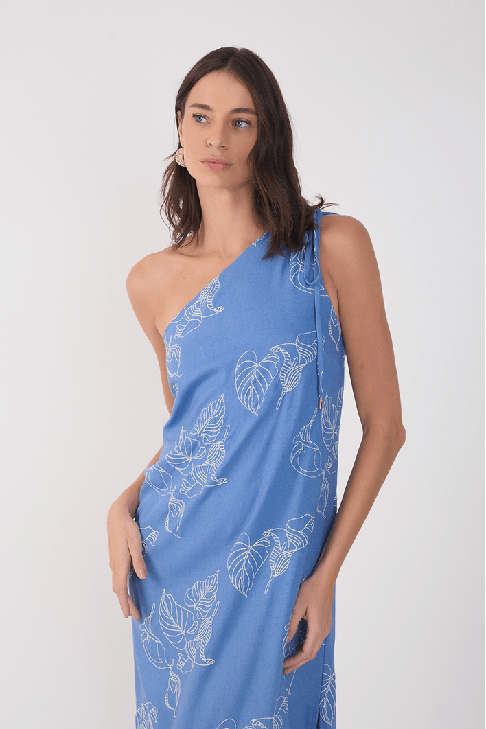 Vestido Cropped Bordado Copo de Leite