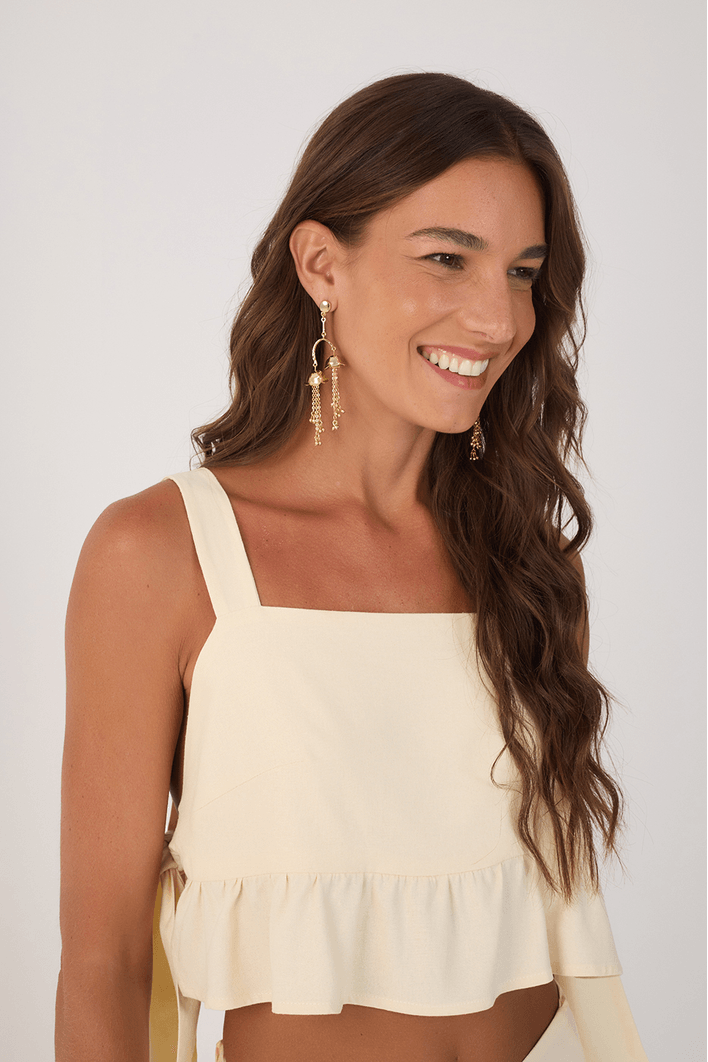 Blusa Linho Amarração Lateral