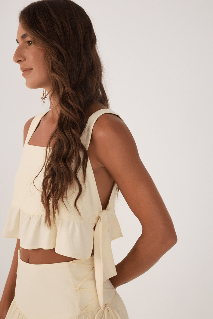 Blusa Linho Amarração Lateral