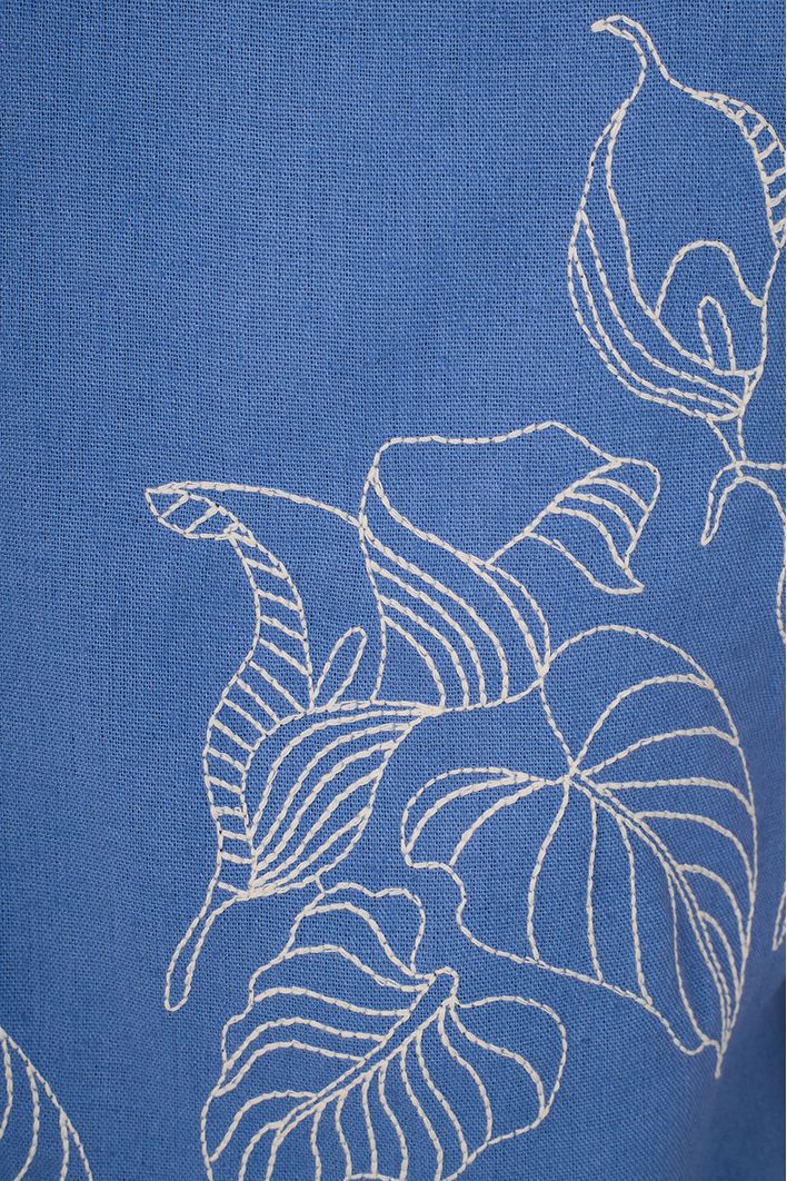 Blusa Linho Bordado Copo de Leite