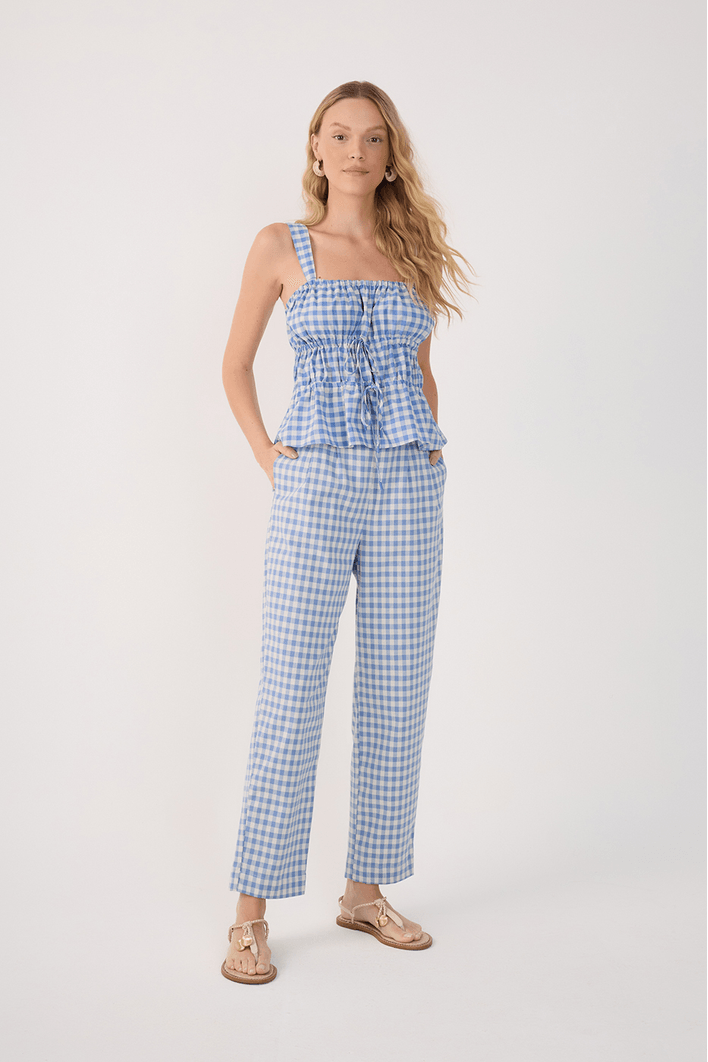 Calça Cenoura Algodão Com Elastano Vichy