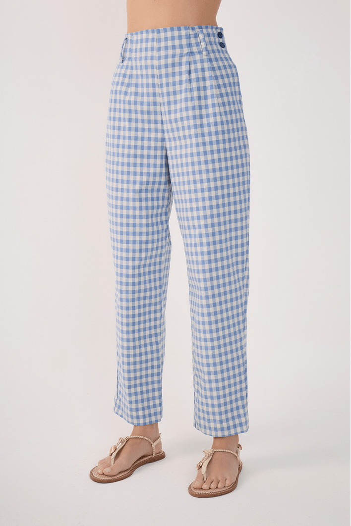 Calça Cenoura Algodão Com Elastano Vichy