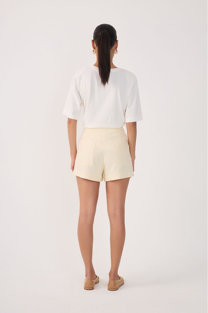 Short Linho Bolsos Frente