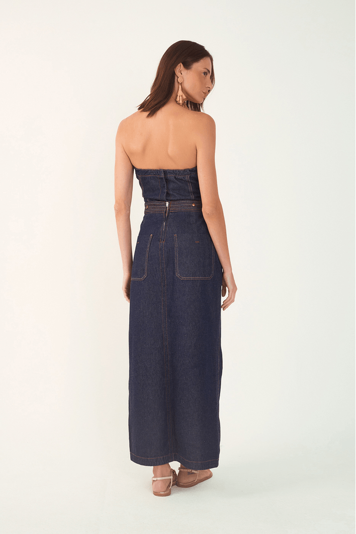 Vestido Jeans Pespontos 3 Em 1
