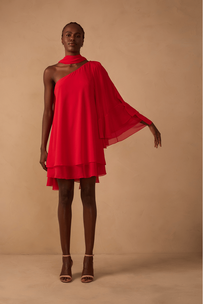 Vestido Chiffon Ombro Só Faixa