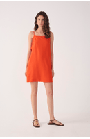 Vestido Curto Linho Babado Costas