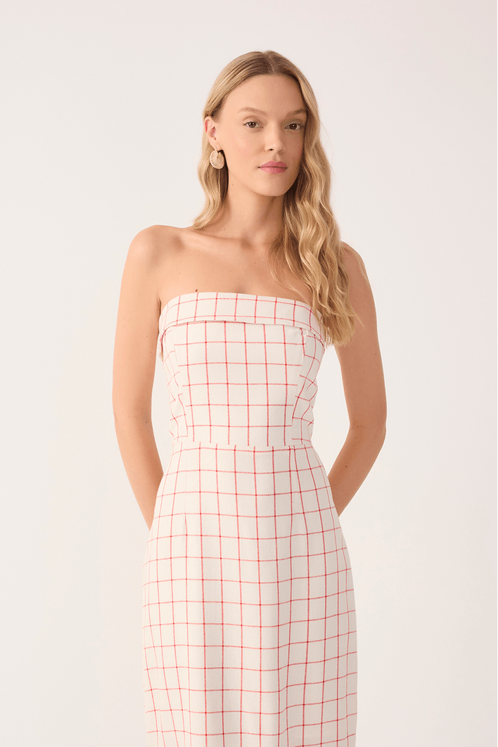 Vestido Linho Midi Xadrez