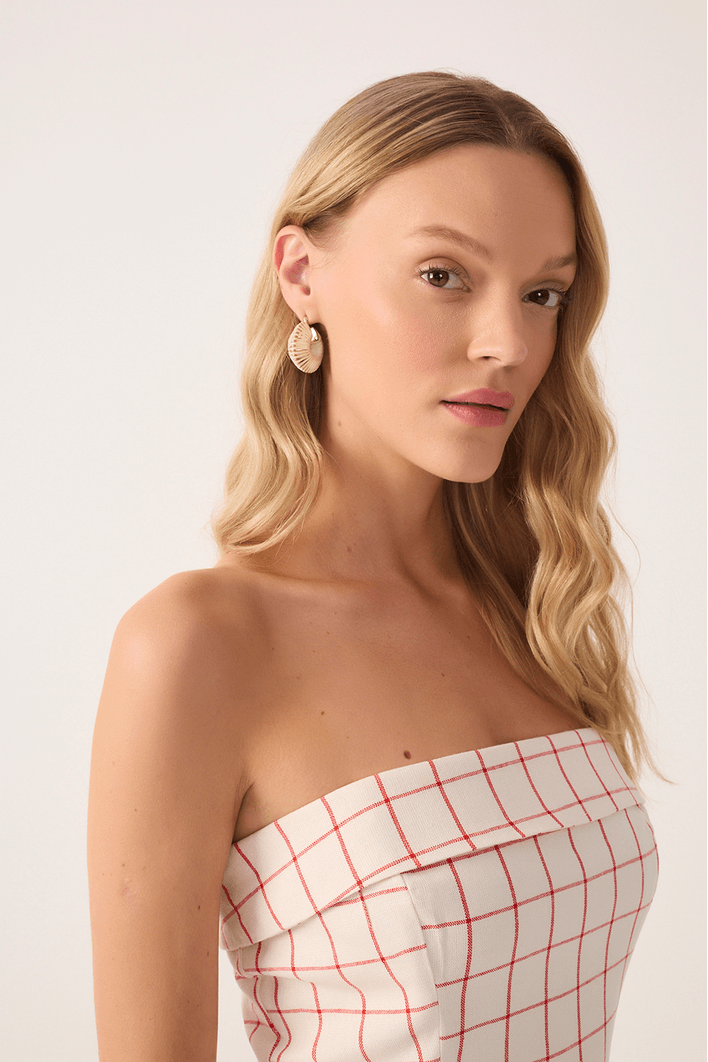 Vestido Linho Midi Xadrez