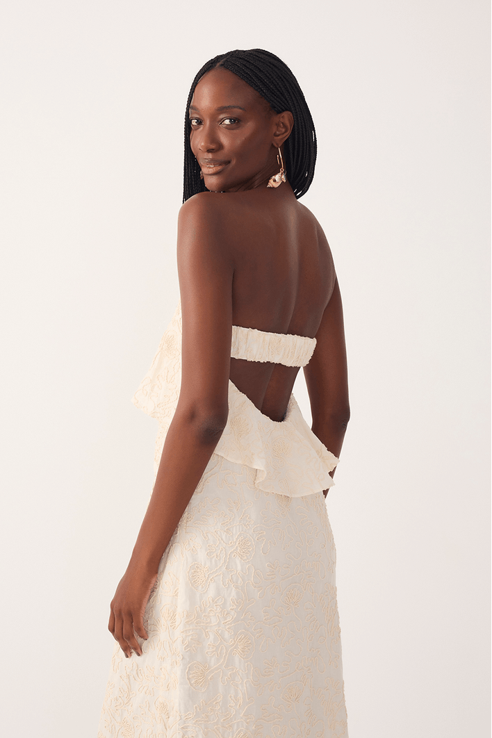 Vestido Midi Bordado Cadarço