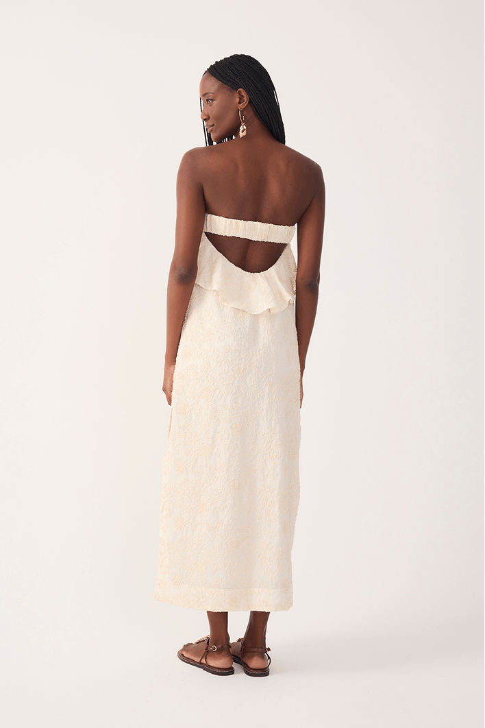 Vestido Midi Bordado Cadarço