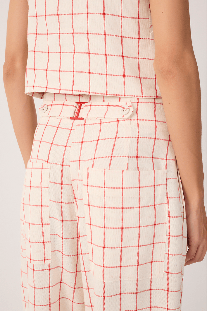 Calça Cenoura Linho Xadrez