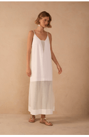 Vestido Cropped Linho Com Tela