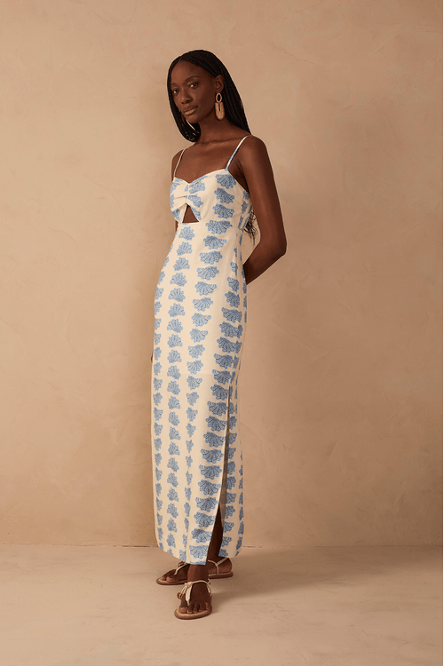 Vestido Cropped Linho Estampa Aquário