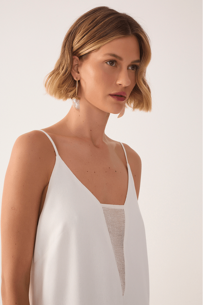 Vestido Cropped Linho Com Tela