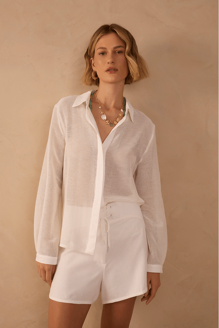 Camisa Tela Detalhe Linho