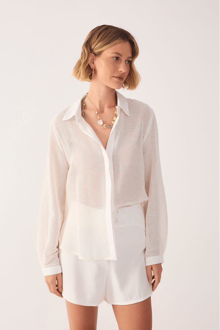 Camisa Tela Detalhe Linho