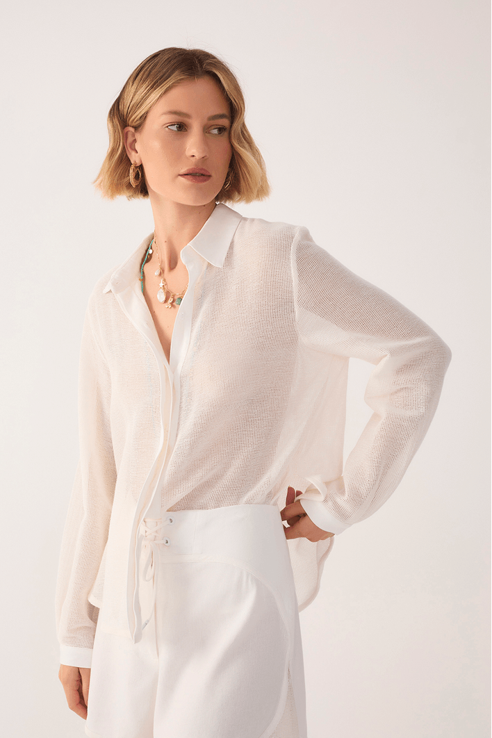 Camisa Tela Detalhe Linho