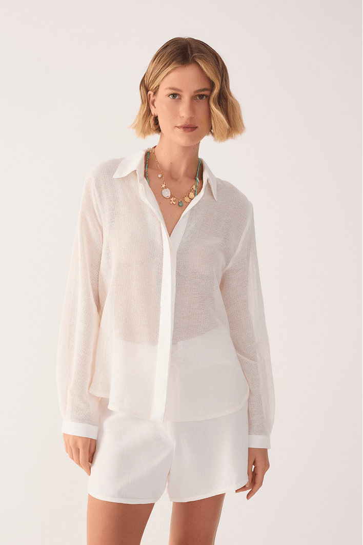 Camisa Tela Detalhe Linho