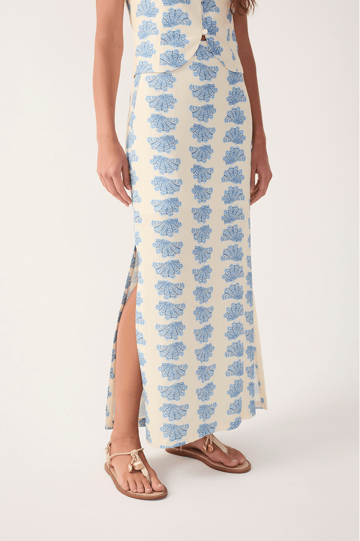 Saia Cropped Linho Estampa Aquário