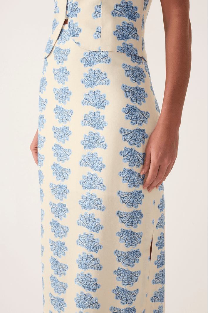 Saia Cropped Linho Estampa Aquário